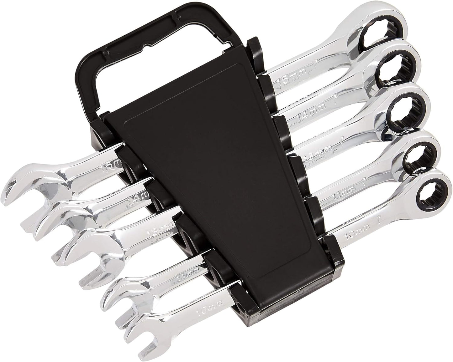 5-Piece Metric Ratcheting Wrench Set – Black/Silver Professional Grade